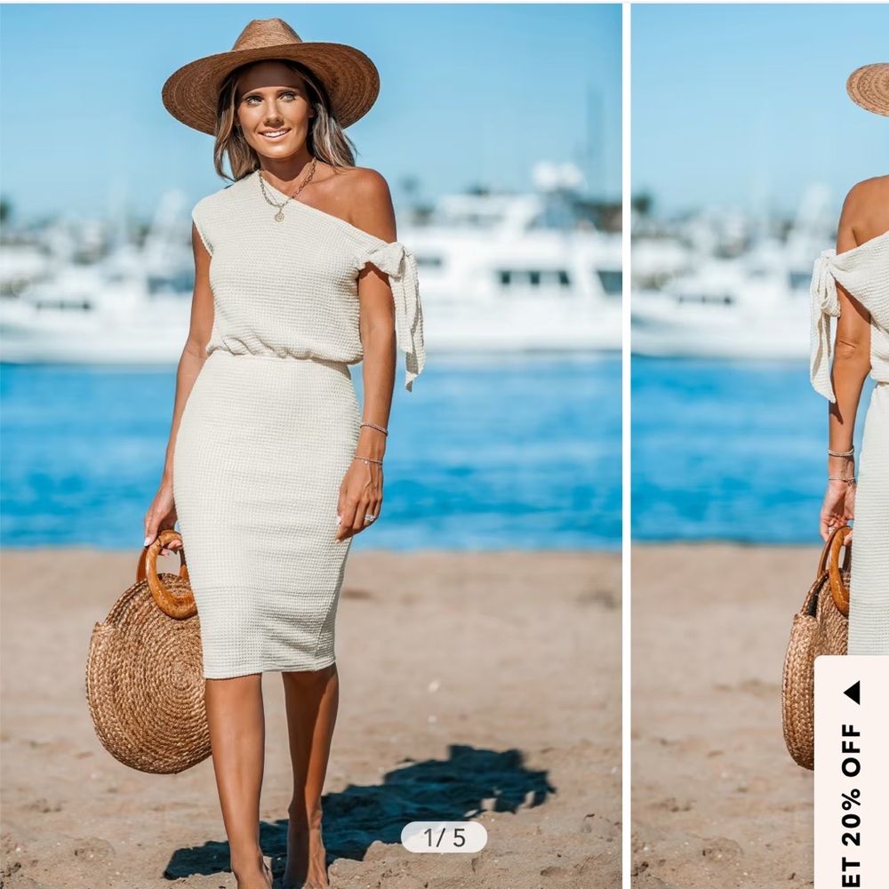 Cupshe Tan Off-Shoulder Sheath Dress